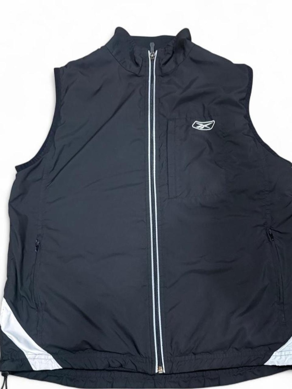 Reebok Black Athletic Zip Front Vest with White Trim